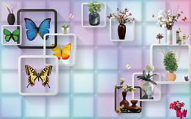 3D立体花瓶蝴蝶电视背景墙