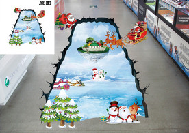 大型圣诞节商场地画立体画地贴