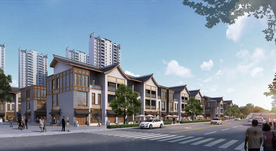 仿古商业建筑外立面远景效果图