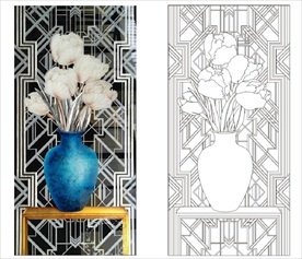 郁金香 花瓶 网格底纹