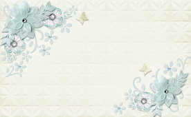 蓝色花朵 3D壁画 源分层