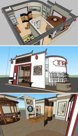 茶文化展厅草图大师SU模型