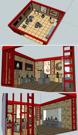 古董瓷器展厅展台草图SU模型