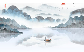 锦绣山河新中式电视背景墙