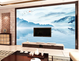 新中式 山水画 高山流水 现代