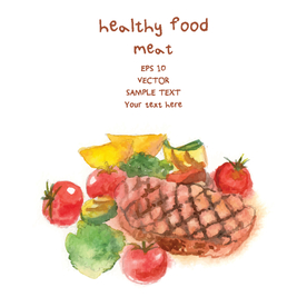 水彩手绘水果肉矢量