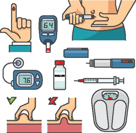 糖尿病治疗在平面设计中线条图标