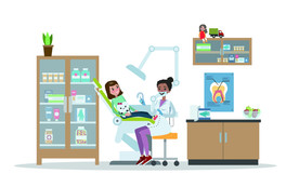 看牙场景插画图