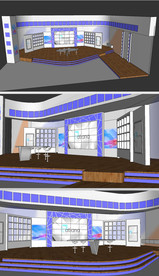 直播室演播室舞台草图SU模型