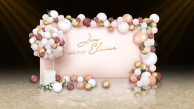 气球主题香槟色婚礼迎宾区