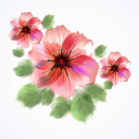 漂亮的水彩花朵矢量素材