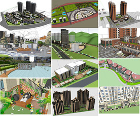 小区园林建筑SU模型