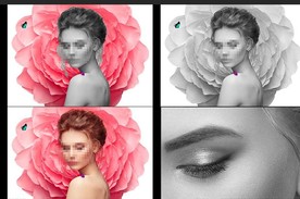 花朵中的性感美女人物装饰画