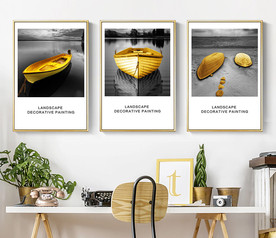 北欧金船装饰画