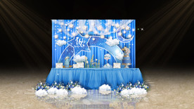 蓝色星空系婚礼甜品区