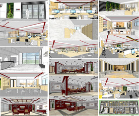 大型办公室模型