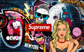 潮流手绘涂鸦装饰画背景墙