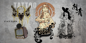 手绘纹身背景墙