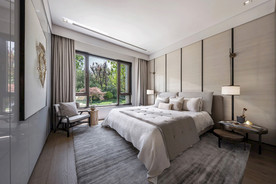 现代  别墅  卧室  床