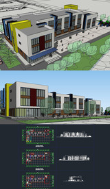 幼儿园草图大师SU模型含CAD