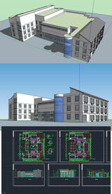 图书中心草图SU模型含CAD图