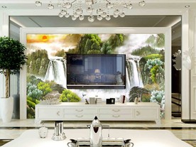 电视背景墙 壁画 电视墙 山水