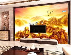 长城秋色 万里长城 国画