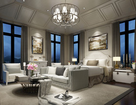 欧式卧室 混搭卧室 床 边柜