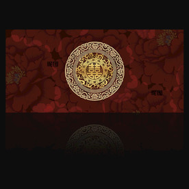 中式大红牡丹花婚礼背景