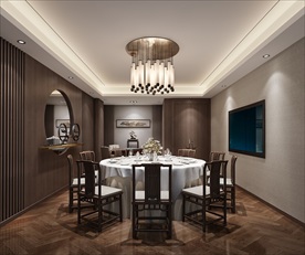 新中式餐厅包间模型效果图