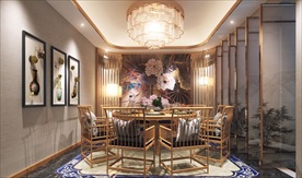 新中式酒店餐厅包房模型效果图