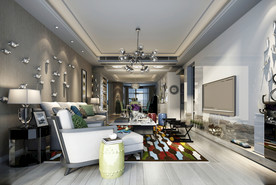 现代客厅 沙发 茶几 餐厅