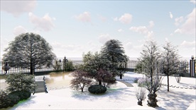 别墅游园雪景动态效果图