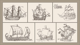 矢量手绘海盗船系列