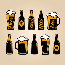 矢量啤酒与酒杯