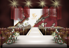 红白色几何婚礼仪式区