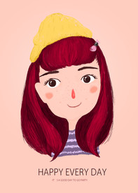 手绘可爱的小女孩