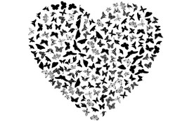 AI矢量蝴蝶组成心形爱情