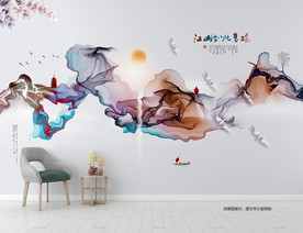 新中式装饰画 禅意水墨山水画