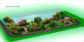 庭院游园景观绿化效果图PSD