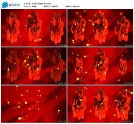 喜庆红色牡丹花朵 舞台背景视频