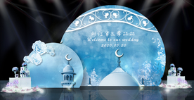 蓝色婚礼迎宾区