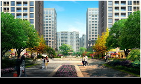 小区道路景观效果图