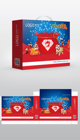 舞狮烟花喜庆礼品礼包包装设计