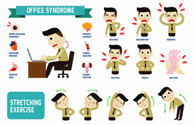 办公室职业疾病卡通人物插画