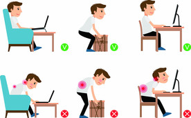 颈椎腰椎疼痛卡通人物插画