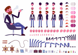 烟斗商务男士卡通人物插画