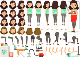 厨房妈妈卡通人物插画