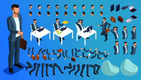 商务金融男士卡通人物插画