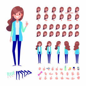 职场女士卡通人物造型插画